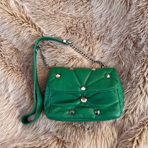 Green Quilted Shoulder Bag